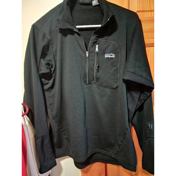 Patagonia Women's Medium 1/4 Zip Waffle Knit Polartec Jacket Black Zip - Picture 1 of 9